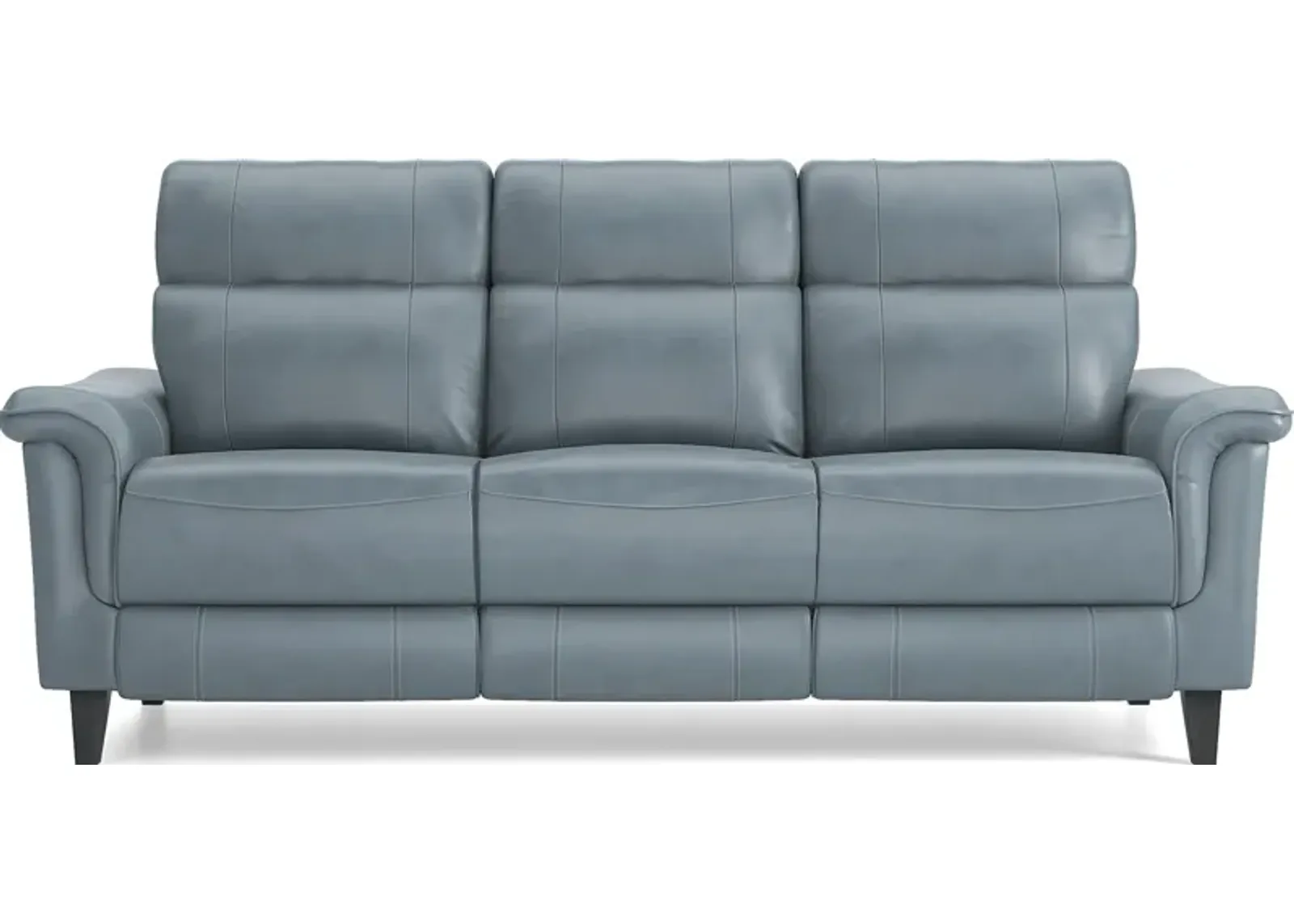 Avezzano Blue Dual Power Reclining Leather Sofa