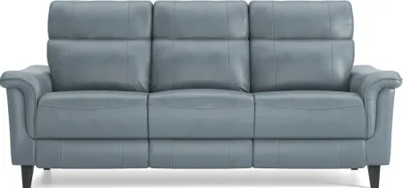 Avezzano Blue Dual Power Reclining Leather Sofa