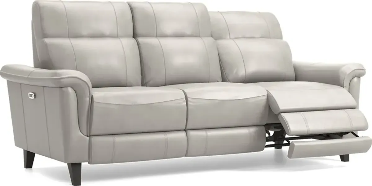 Avezzano Stone Dual Power Reclining Leather Sofa