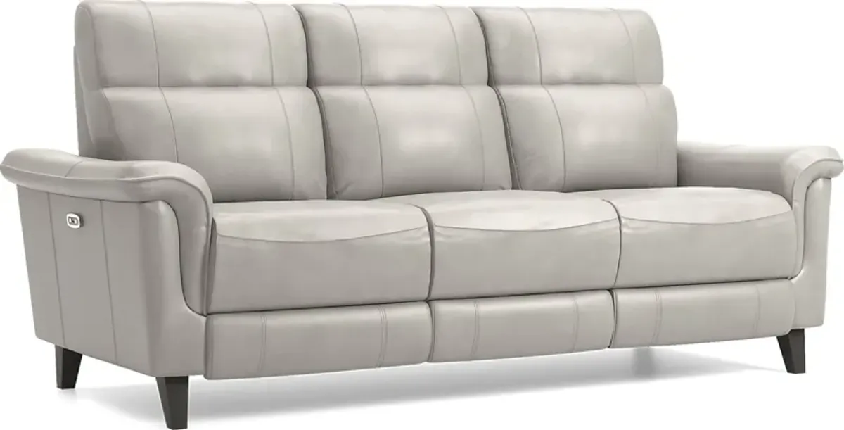 Avezzano Stone Dual Power Reclining Leather Sofa