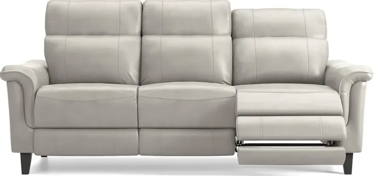 Avezzano Stone Dual Power Reclining Leather Sofa