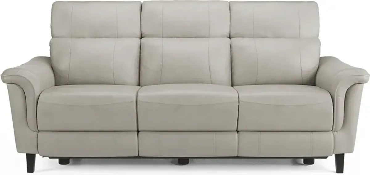 Avezzano Stone Dual Power Reclining Leather Sofa