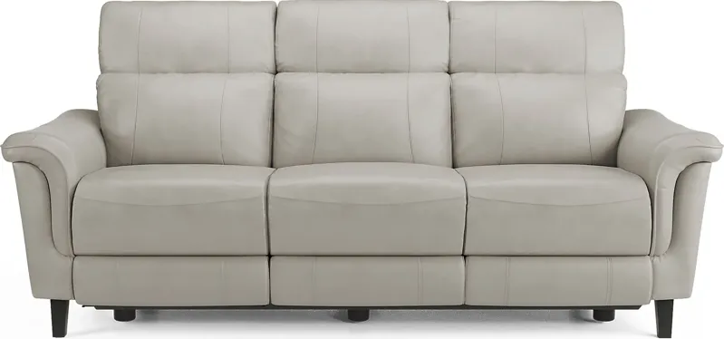 Avezzano Stone Dual Power Reclining Leather Sofa