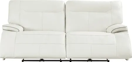 Bernsley White Leather Reclining Sofa