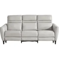 Larino Light Gray Leather Dual Power Reclining Sofa