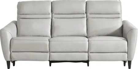 Larino Light Gray Leather Dual Power Reclining Sofa