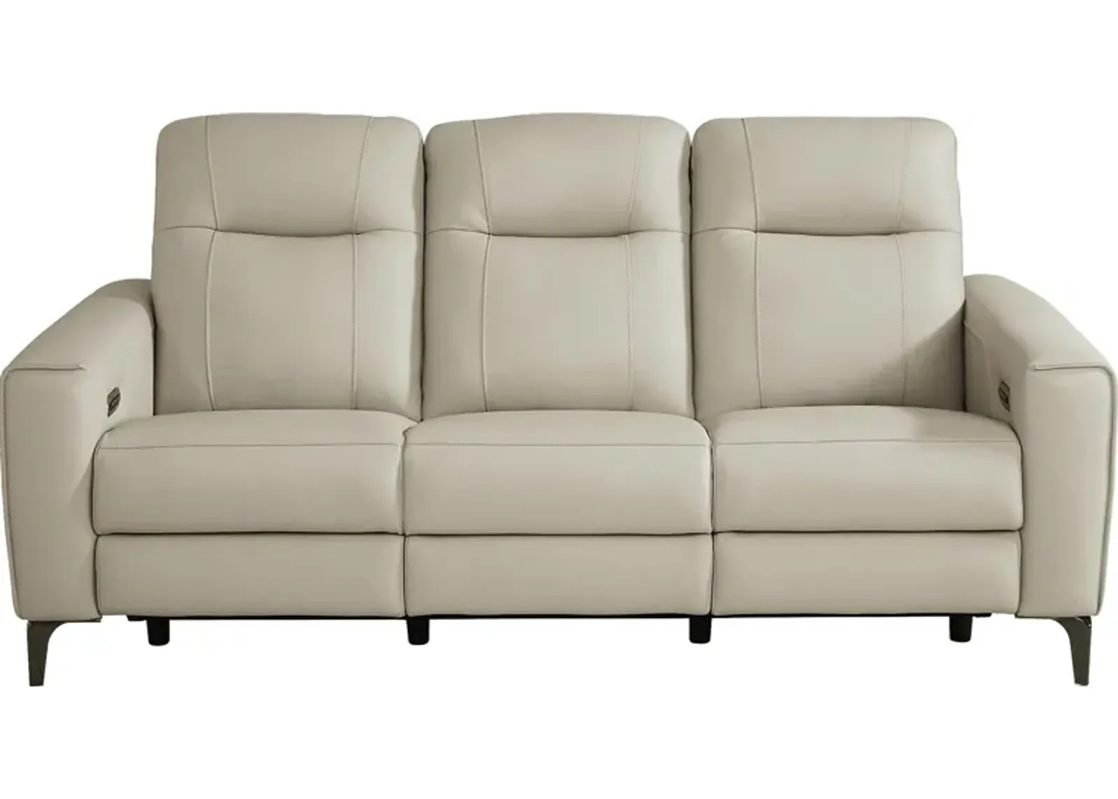 Parkside Heights Beige Leather Dual Power Reclining Sofa