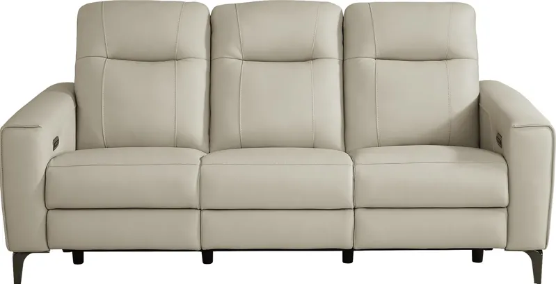 Parkside Heights Beige Leather Dual Power Reclining Sofa