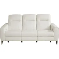 Parkside Heights White Leather Dual Power Reclining Sofa