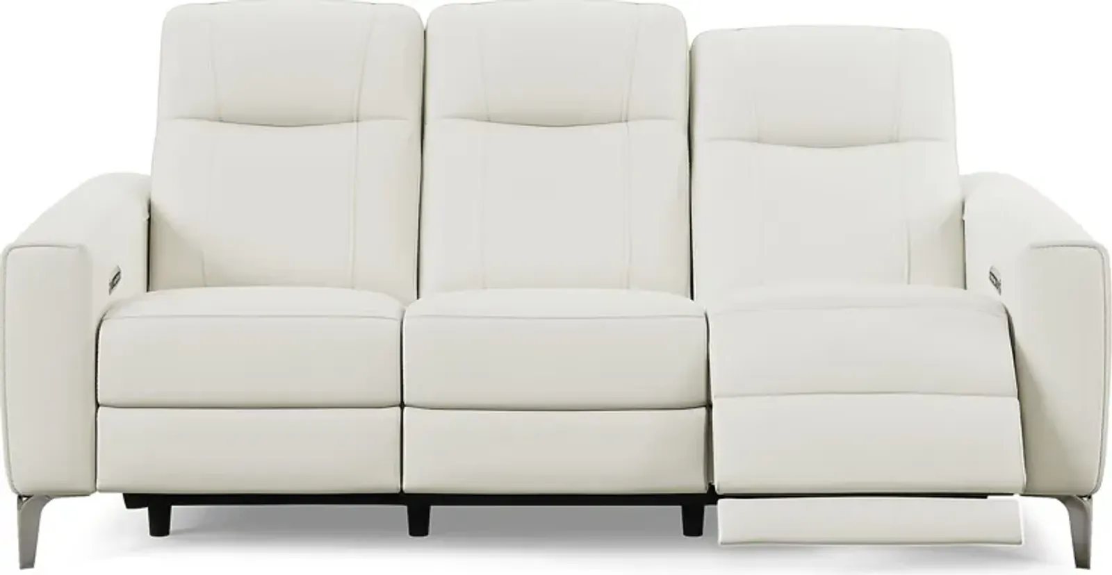 Parkside Heights White Leather Dual Power Reclining Sofa