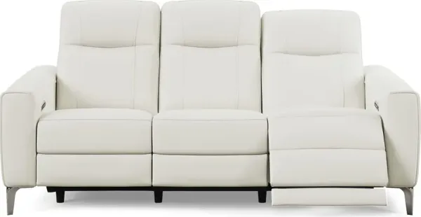 Parkside Heights White Leather Dual Power Reclining Sofa