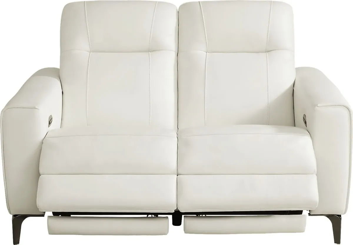 Parkside Heights White Leather 5 Pc Dual Power Reclining Living Room