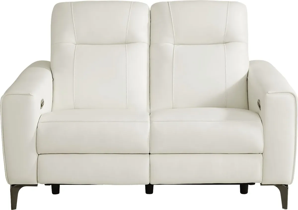 Parkside Heights White Leather 5 Pc Dual Power Reclining Living Room