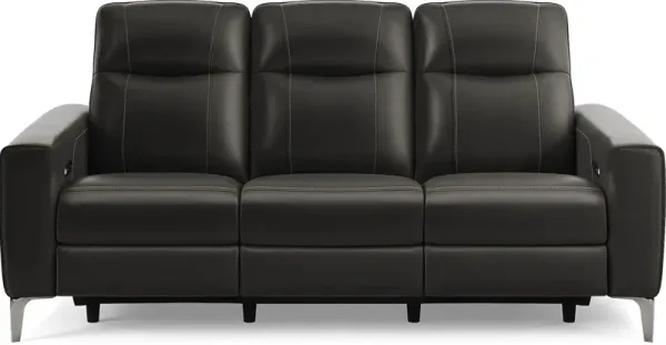 Parkside Heights Black Cherry Leather Dual Power Reclining Sofa