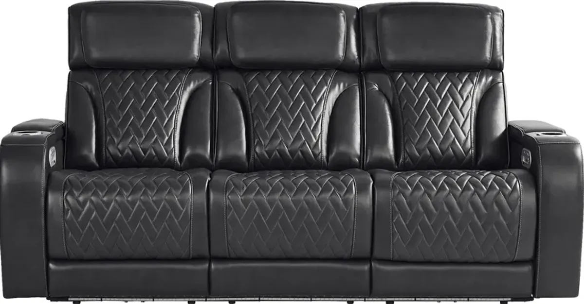 Port Royal Midnight Leather Triple Power Reclining Sofa