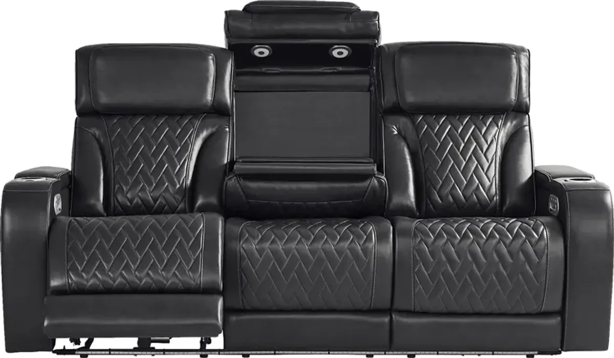 Port Royal Midnight Leather Triple Power Reclining Sofa