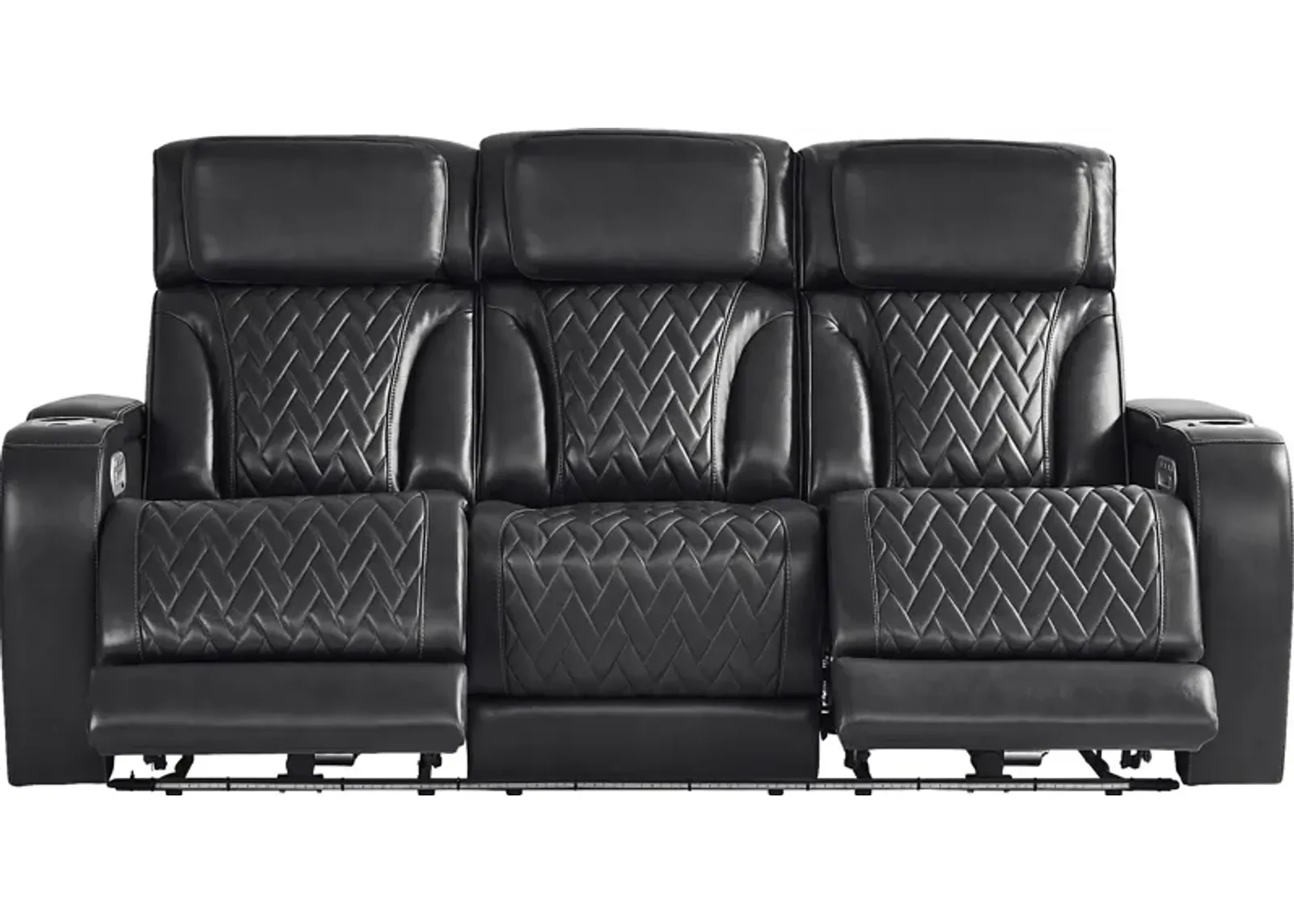 Port Royal Midnight Leather Triple Power Reclining Sofa