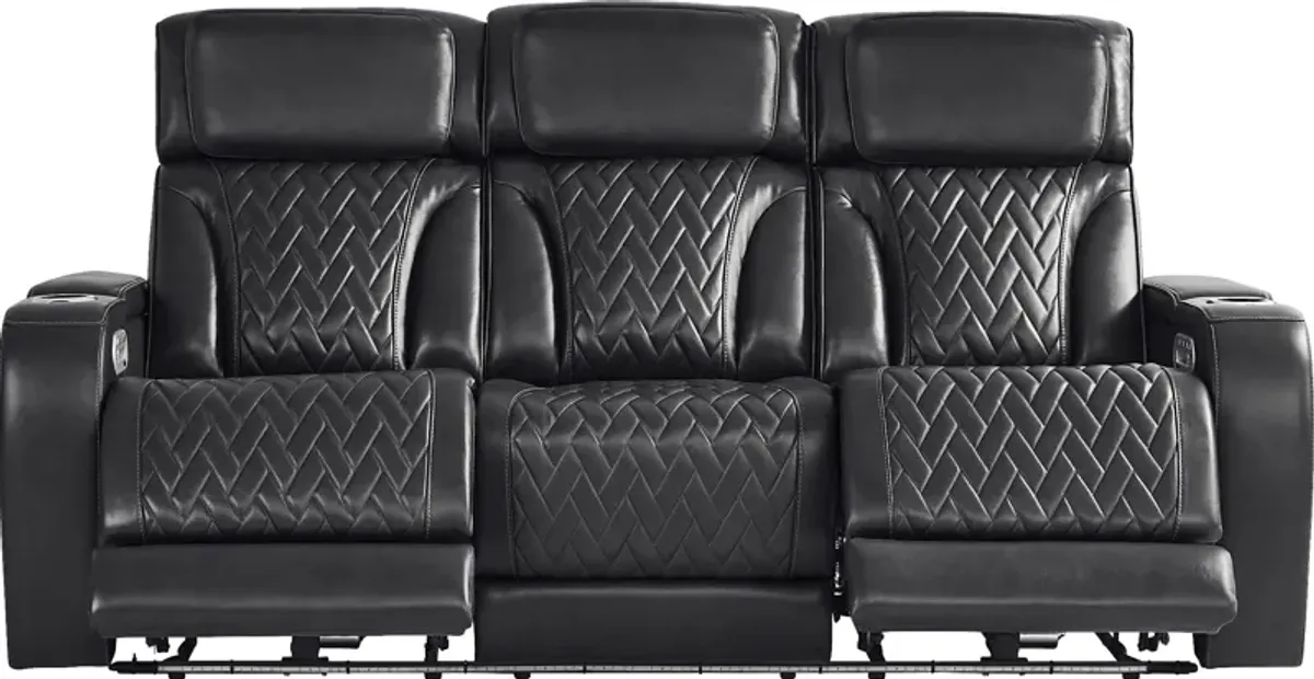 Port Royal Midnight Leather Triple Power Reclining Sofa