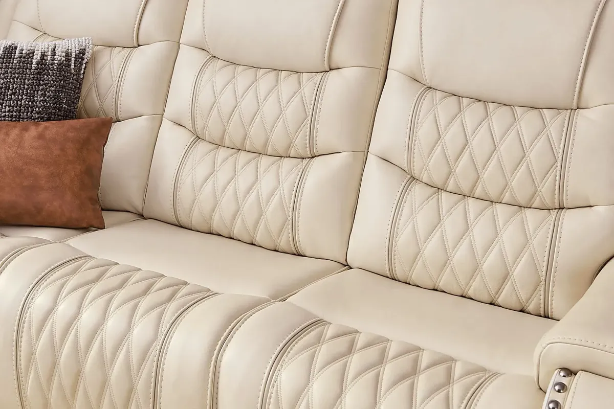 Marquee Cream 7 Pc Leather Triple Power Reclining Living Room