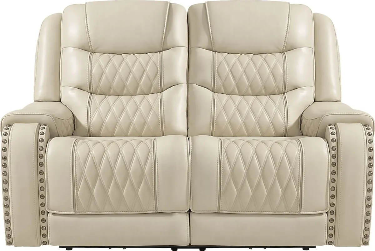 Marquee Cream 7 Pc Leather Triple Power Reclining Living Room