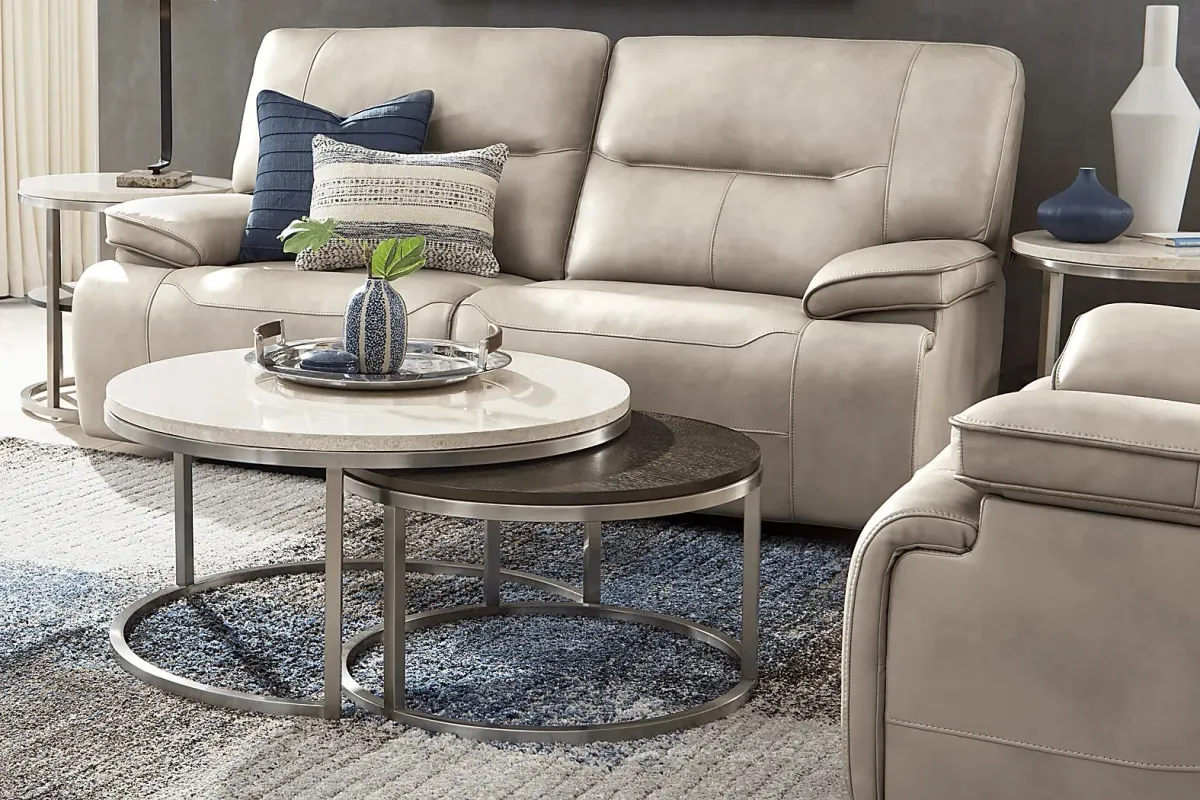 Marquee Cream 7 Pc Leather Triple Power Reclining Living Room