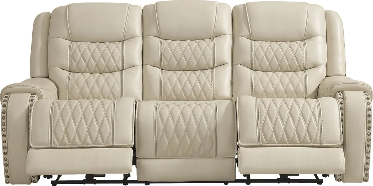 Marquee Cream 7 Pc Leather Triple Power Reclining Living Room