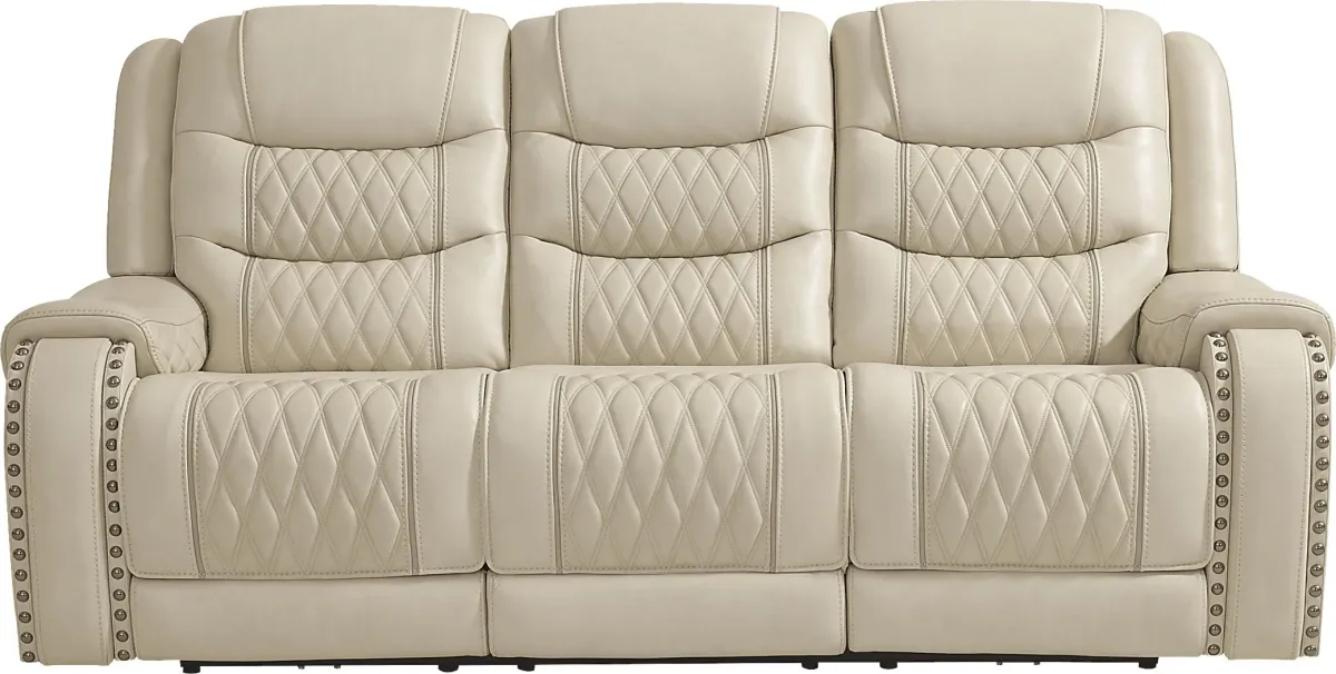 Marquee Cream 7 Pc Leather Triple Power Reclining Living Room