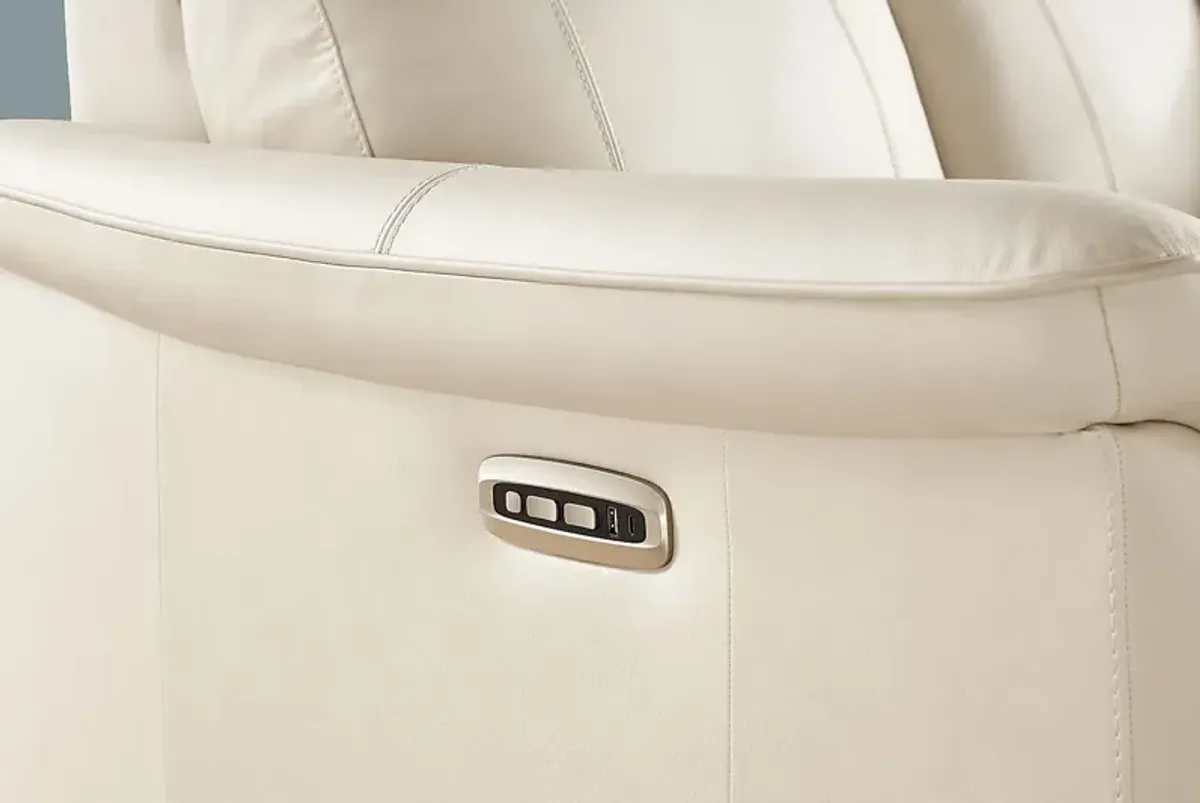 Antonella Beige Leather Dual Power Reclining Sofa