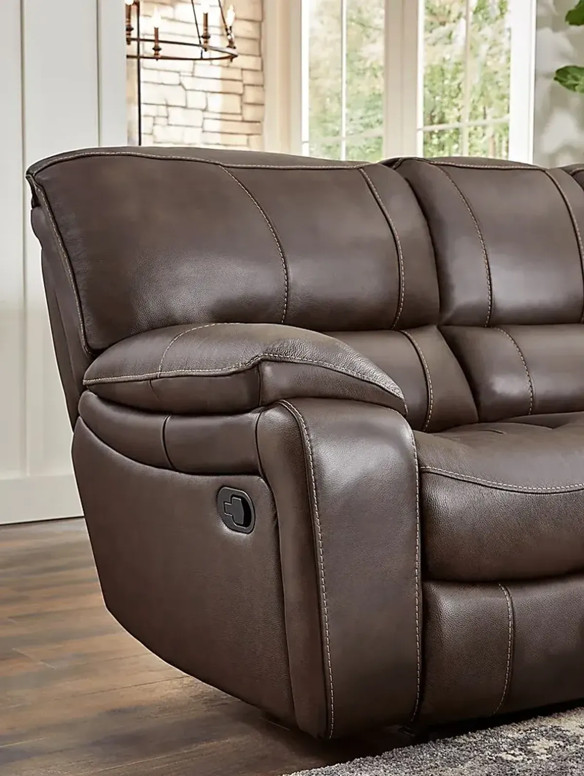 San Gabriel Brown Leather Reclining Sofa