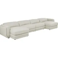 Meridien Ice Leather 4 Pc Dual Power Reclining Sectional