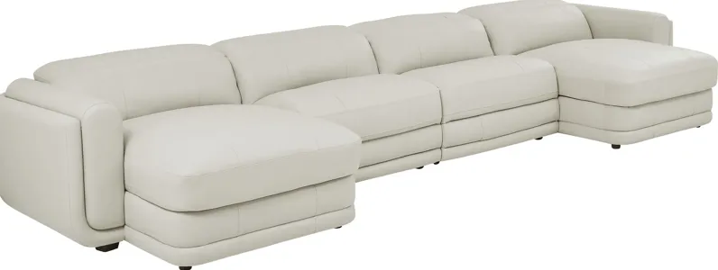 Meridien Ice Leather 4 Pc Dual Power Reclining Sectional