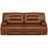 Farona Caramel Leather Dual Power Reclining Sofa