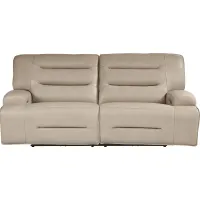 Farona Ivory Leather Dual Power Reclining Sofa