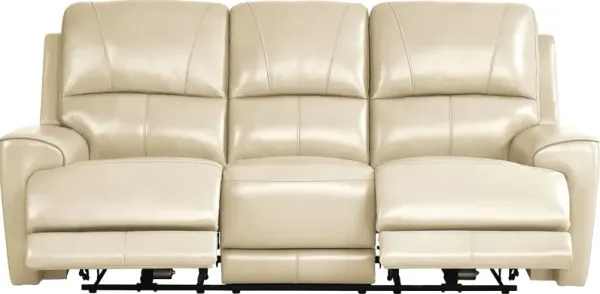 Fremont Almond Leather Dual Power Reclining Sofa