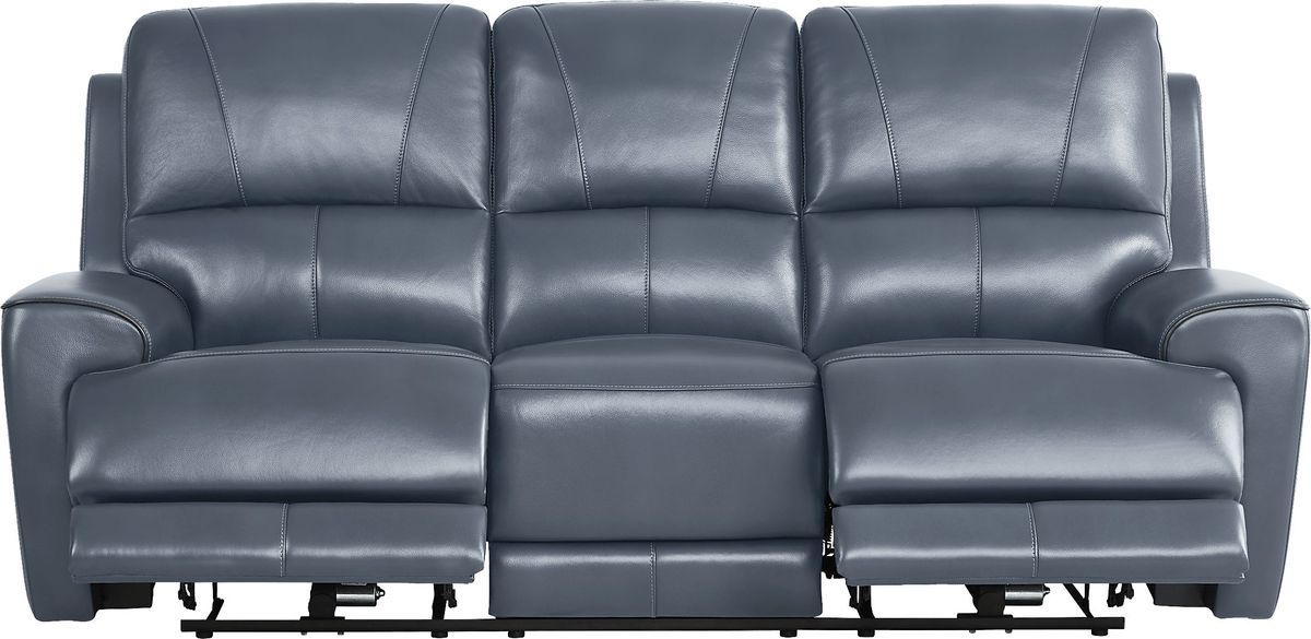 Fremont Blue Dual Power Reclining Sofa