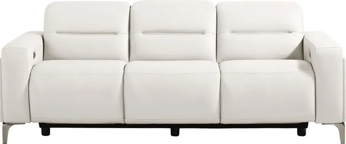 Amalfi White Leather Dual Power Reclining Sofa