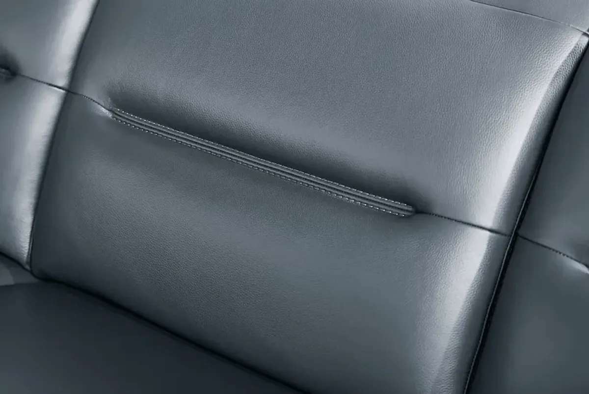 Amalfi Blue Leather Dual Power Reclining Sofa