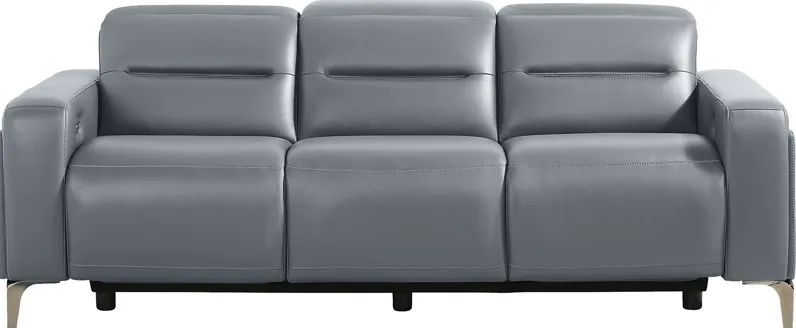 Amalfi Blue Leather Dual Power Reclining Sofa