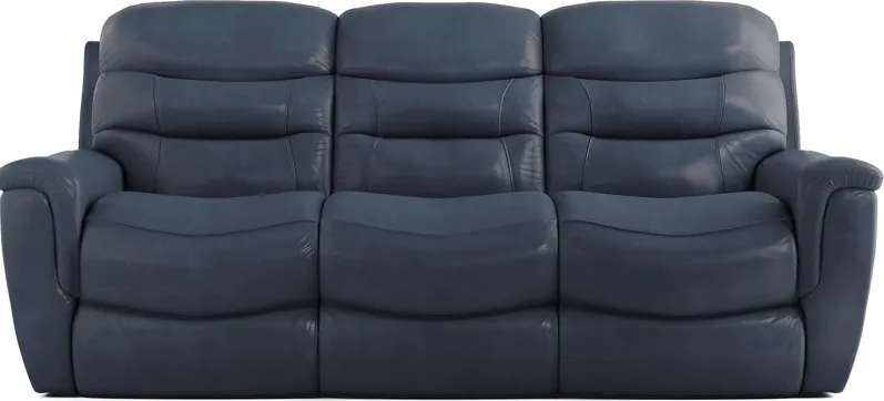 Sabella Navy Leather Reclining Sofa