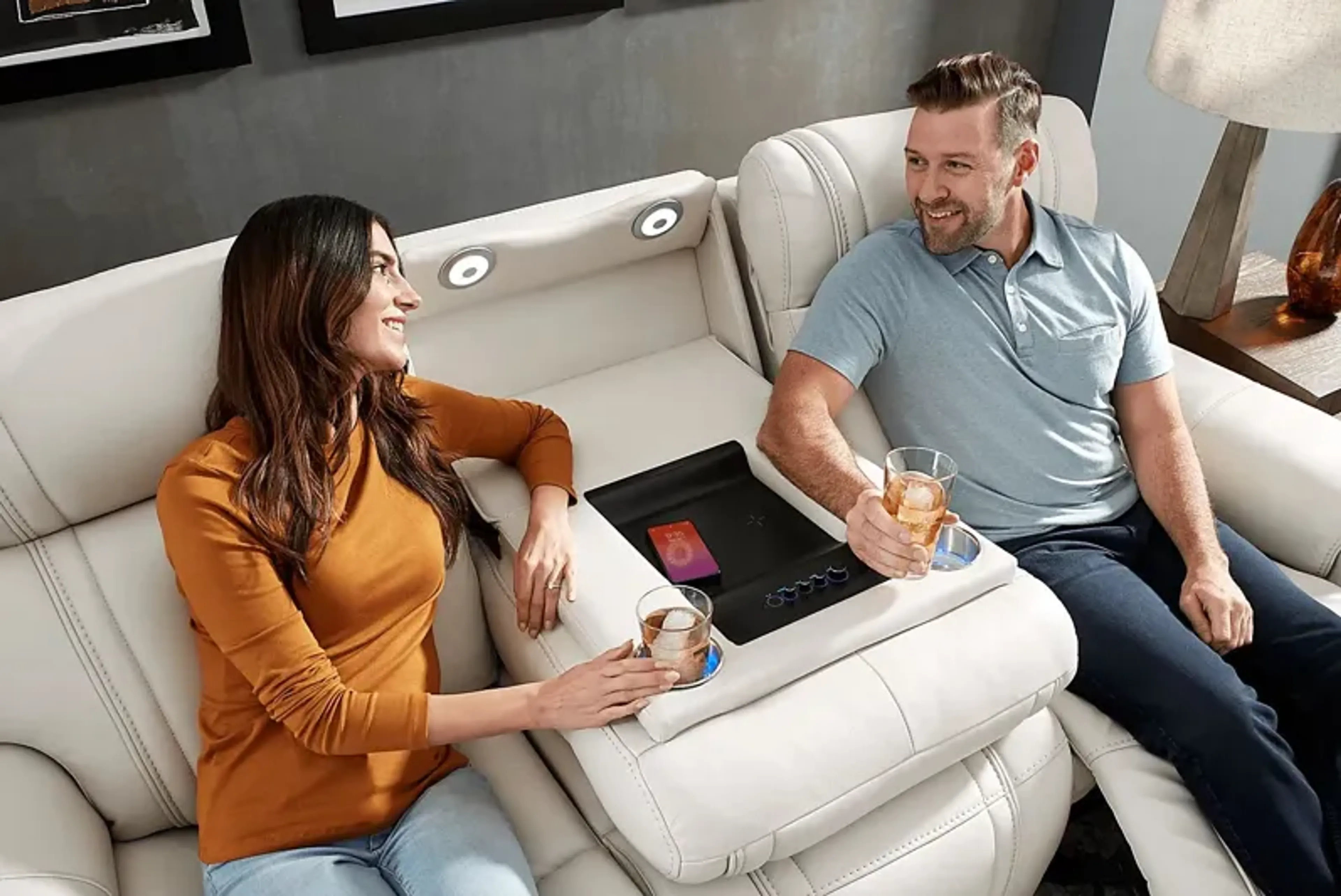 Sound Tech By Shaq Ice Leather Triple Power Reclining Loveseat