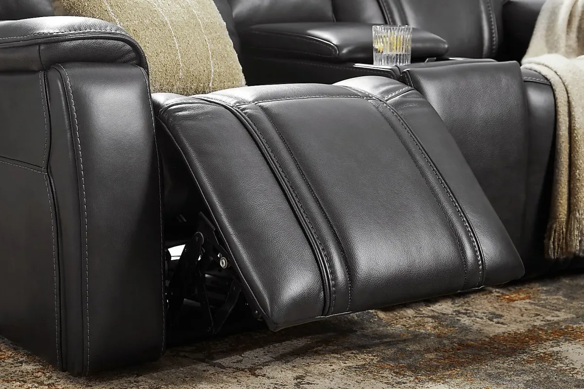 Sound Tech by Shaq Black Leather Triple Power Reclining Loveseat with Audio