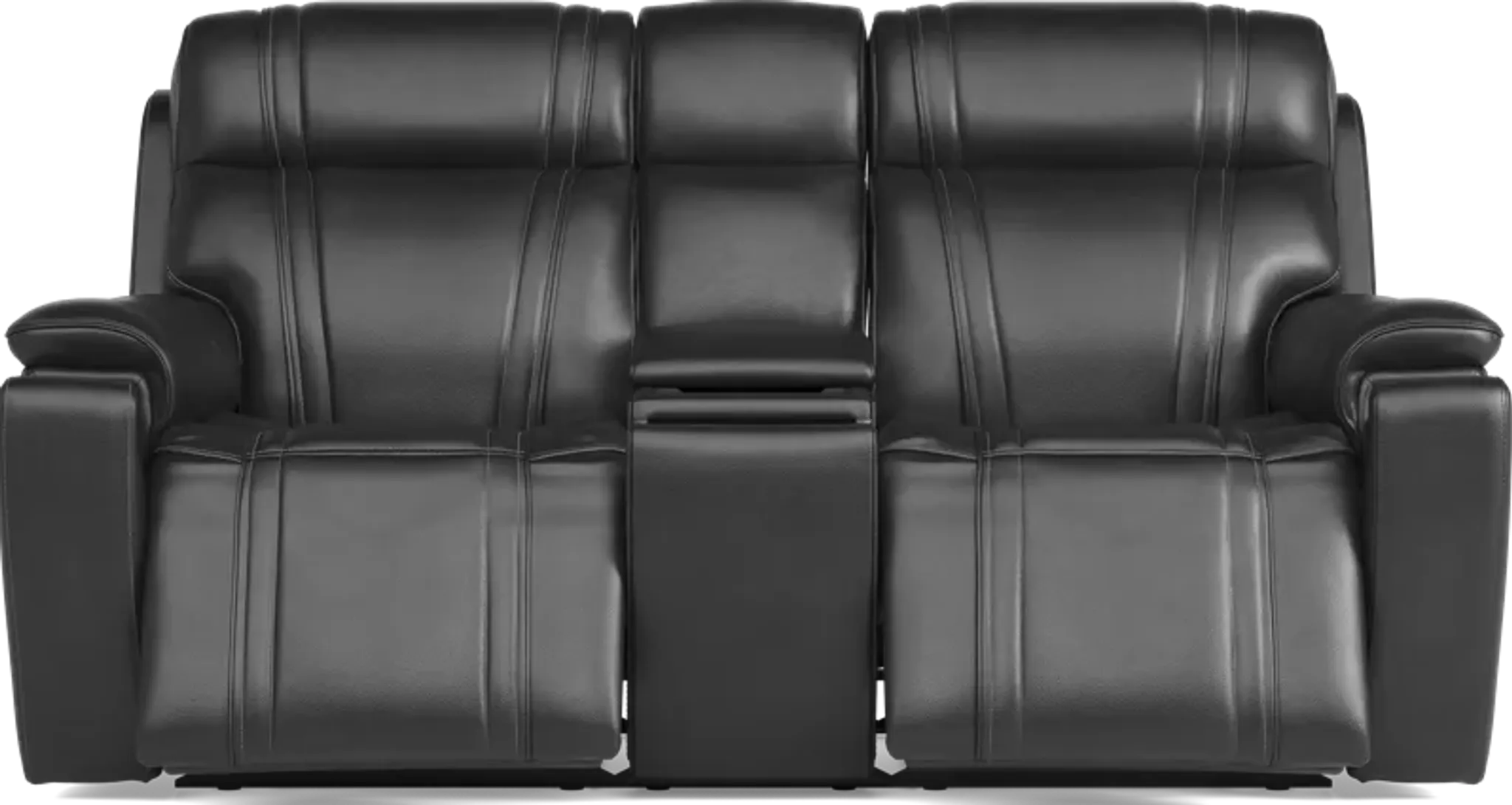 Sound Tech By Shaq Black Leather Triple Power Reclining Loveseat