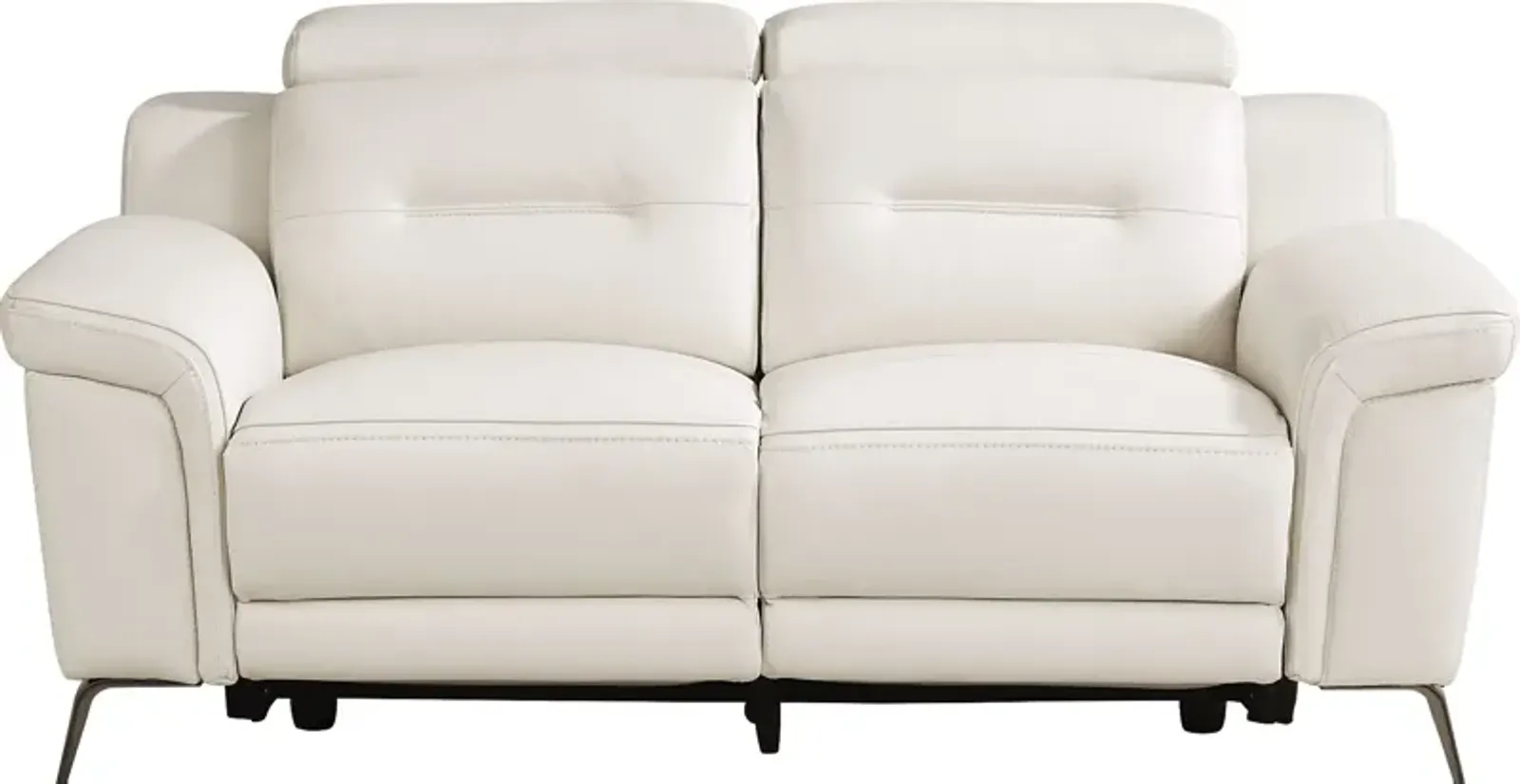 Castella Ivory Leather Dual Power Reclining Loveseat