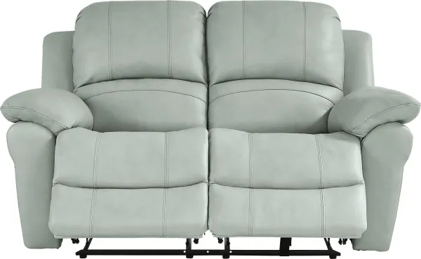 Vercelli Way Aqua Leather Reclining Loveseat