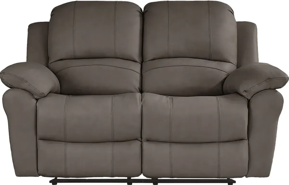 Vercelli Way Gray Leather Reclining Loveseat