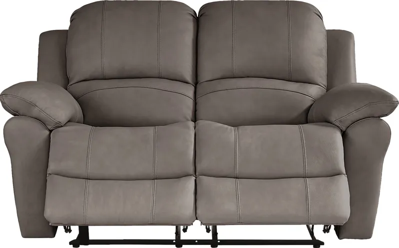 Vercelli Way Gray Leather Reclining Loveseat