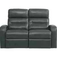 Sierra Madre Gray Leather Dual Power Reclining Loveseat