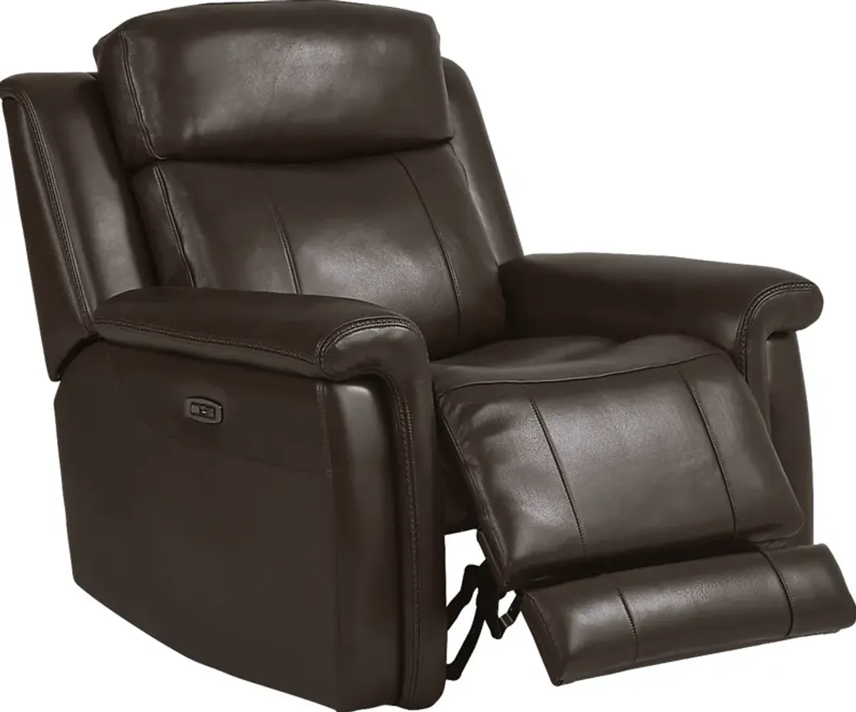 Orsini Brown Leather 8 Pc Living Room with Dual Power Reclining Sofa