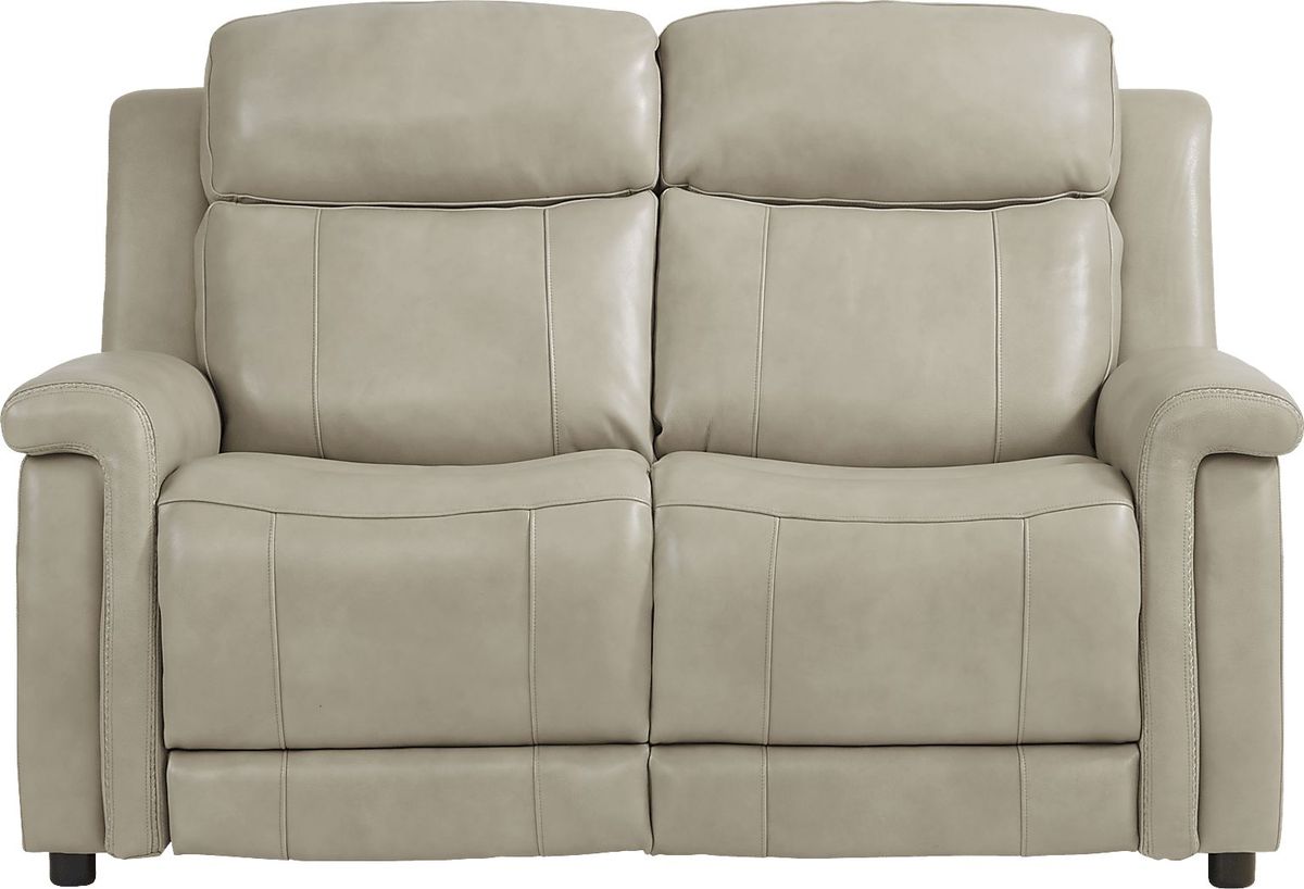 Orsini Beige Leather 8 Pc Living Room with Dual Power Reclining Sofa