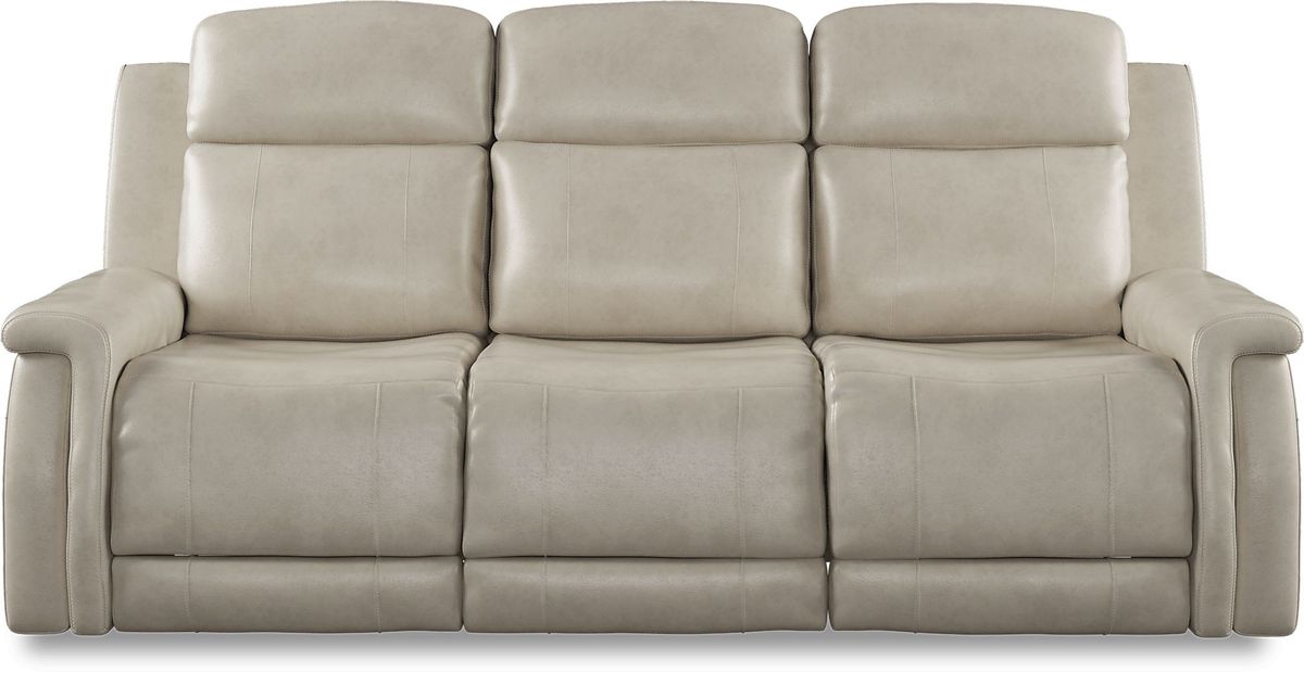 Orsini Beige Leather 8 Pc Living Room with Dual Power Reclining Sofa